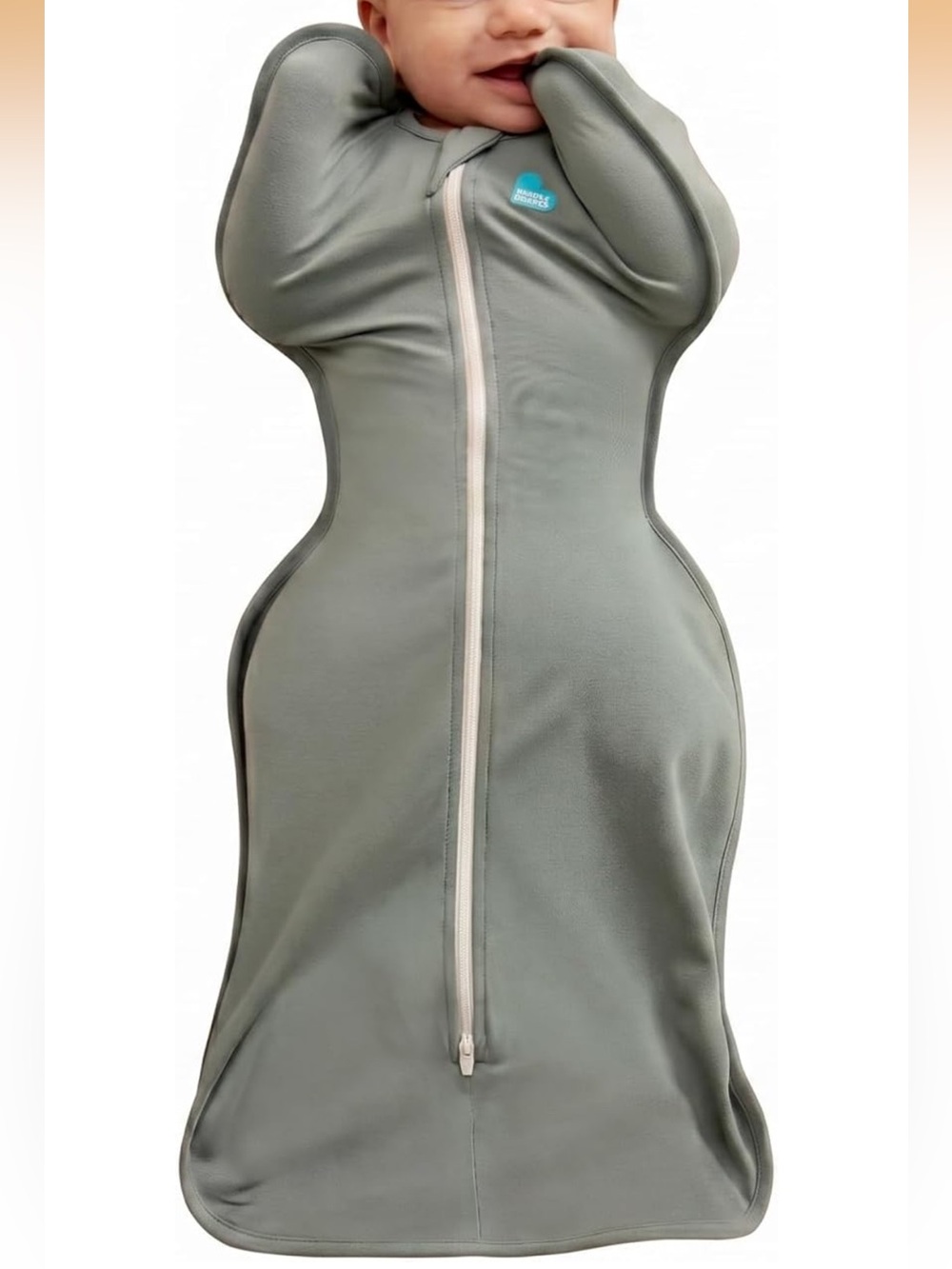 Love to Dream Olive Green Zip Front Infant Sleepsuit
